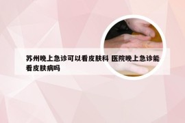 苏州晚上急诊可以看皮肤科 医院晚上急诊能看皮肤病吗