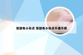 背部有小白点 背部有小白点不痛不痒